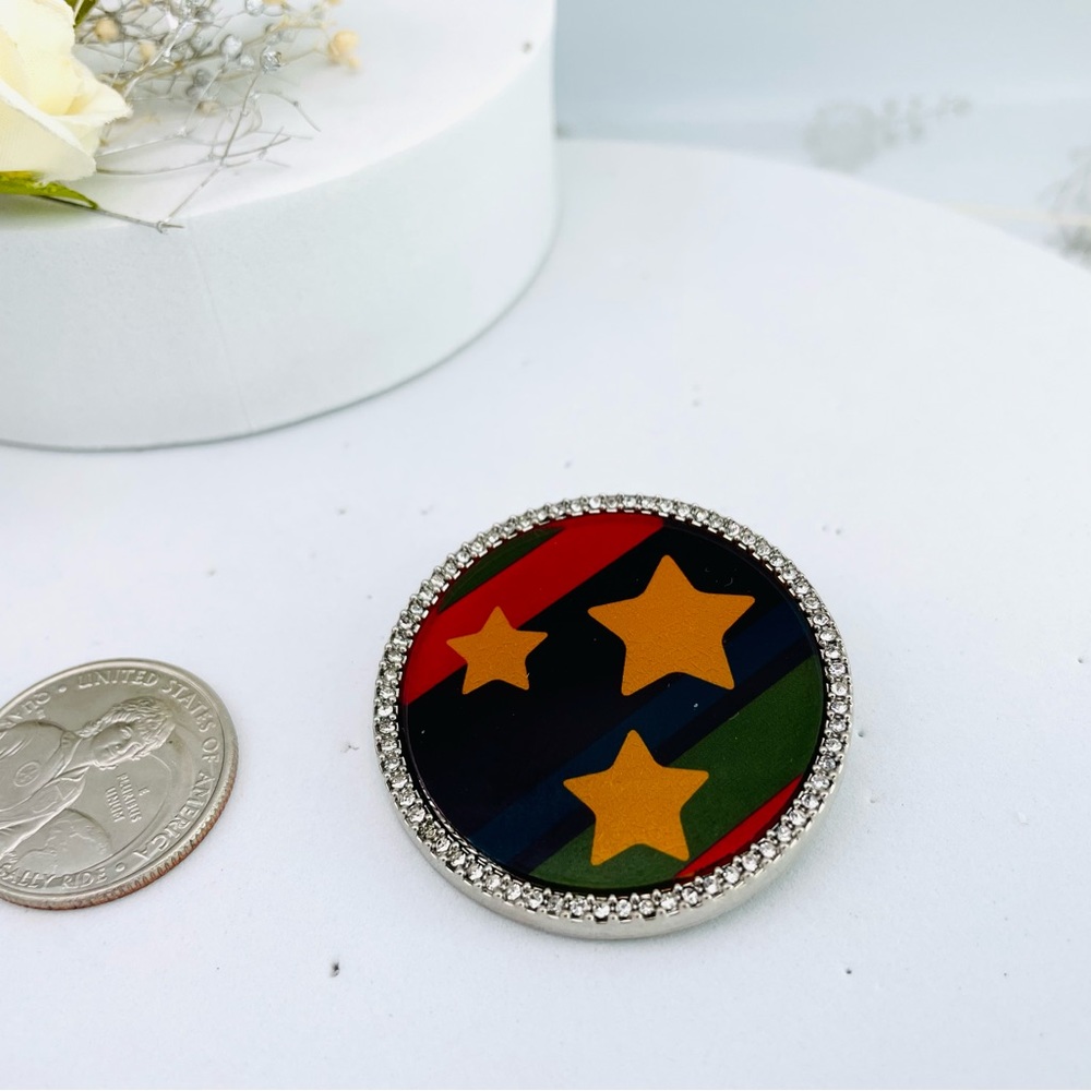 Marc by Marc Jacobs crystals enamel star brooch &  pin sign